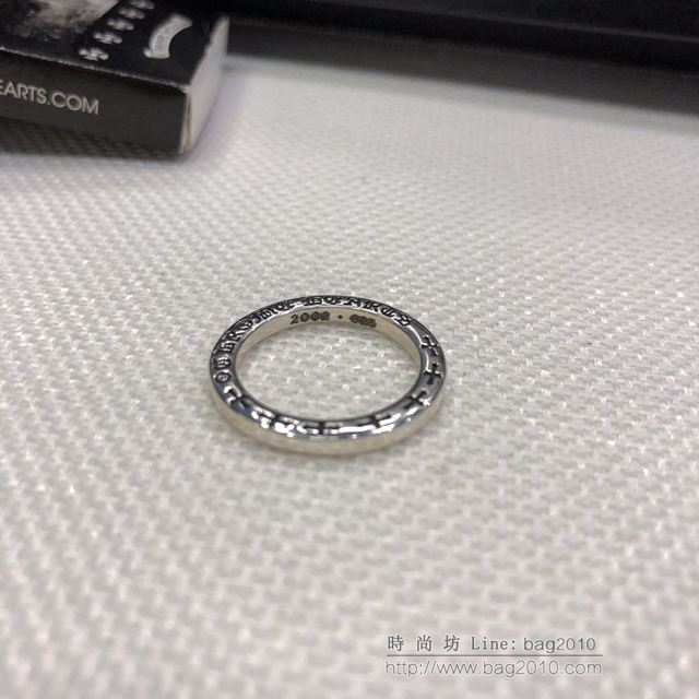 chrome hearts銀飾 克羅心單面刻字尾戒戒指 925銀 克羅心首飾  gjc1977